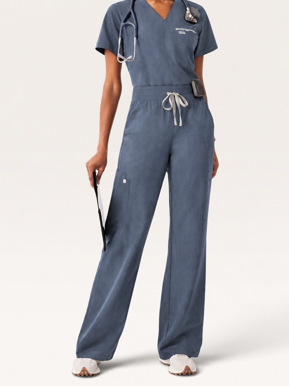 Figs TEMA Performance Wide Scrub Pant Small Heather Denim Uniform Medical NWT